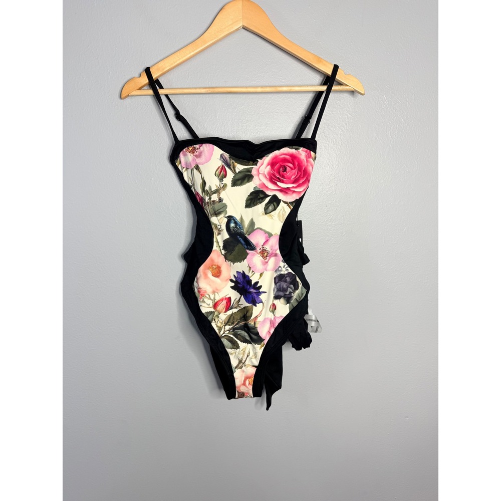 TA3 Sashy Shaping One Piece‎ Swimsuit Frame Rose Snake/Black Floral XS R/L NWT